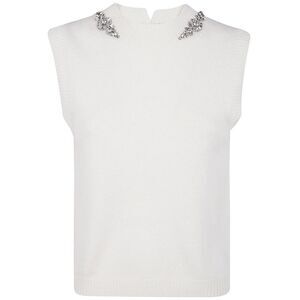 SEMICOUTURE Women's Sleeveless Mock Neck Sweater Vest with Embellishment Women